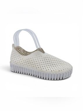 Ilse Jacobsen Tulip Platform Flats Ivory Perforated Shoe Womens Size EU 40 US 10